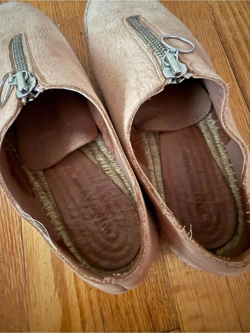 Alexander Wang Blush Suede Zip-Front Espadrille Flats